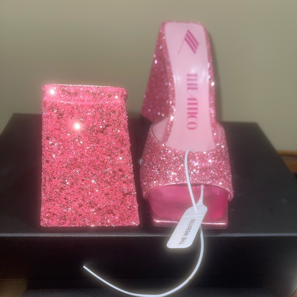 Attico Webster Pink Sparkly Heels
